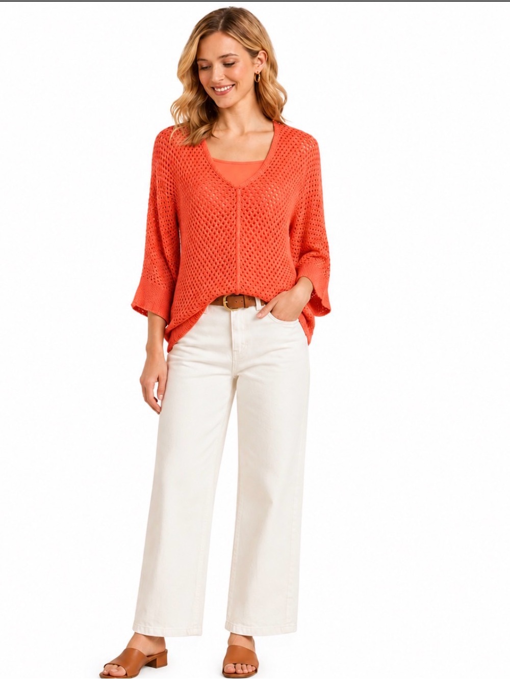 Chico’s Sweater Coral Crocheted Tunic XS